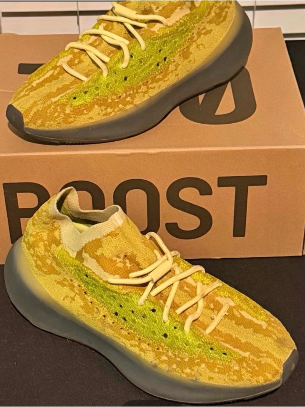 Yeezy Boost Yellow & Lime Athletic Sneakers